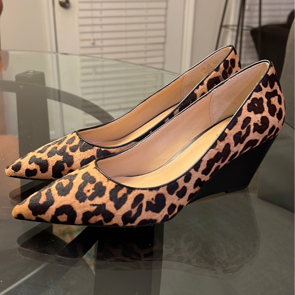 Franco Sarto leopard print wedges 8.5